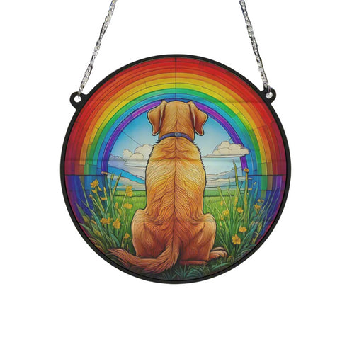 Labrador Yellow Rainbow Bridge Stained Glass Effect Suncatcher